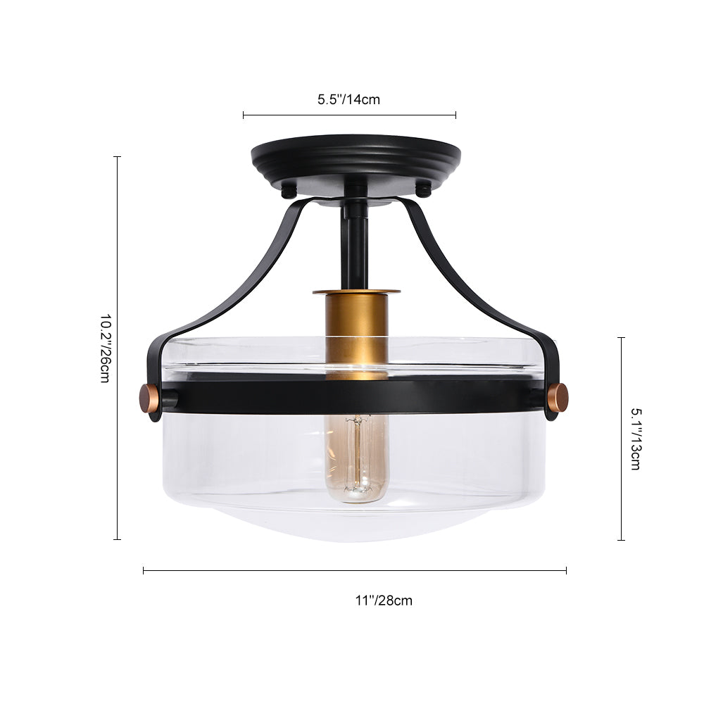 Alvorna Minimalist Glass Semi Flush Mount Ceiling Light