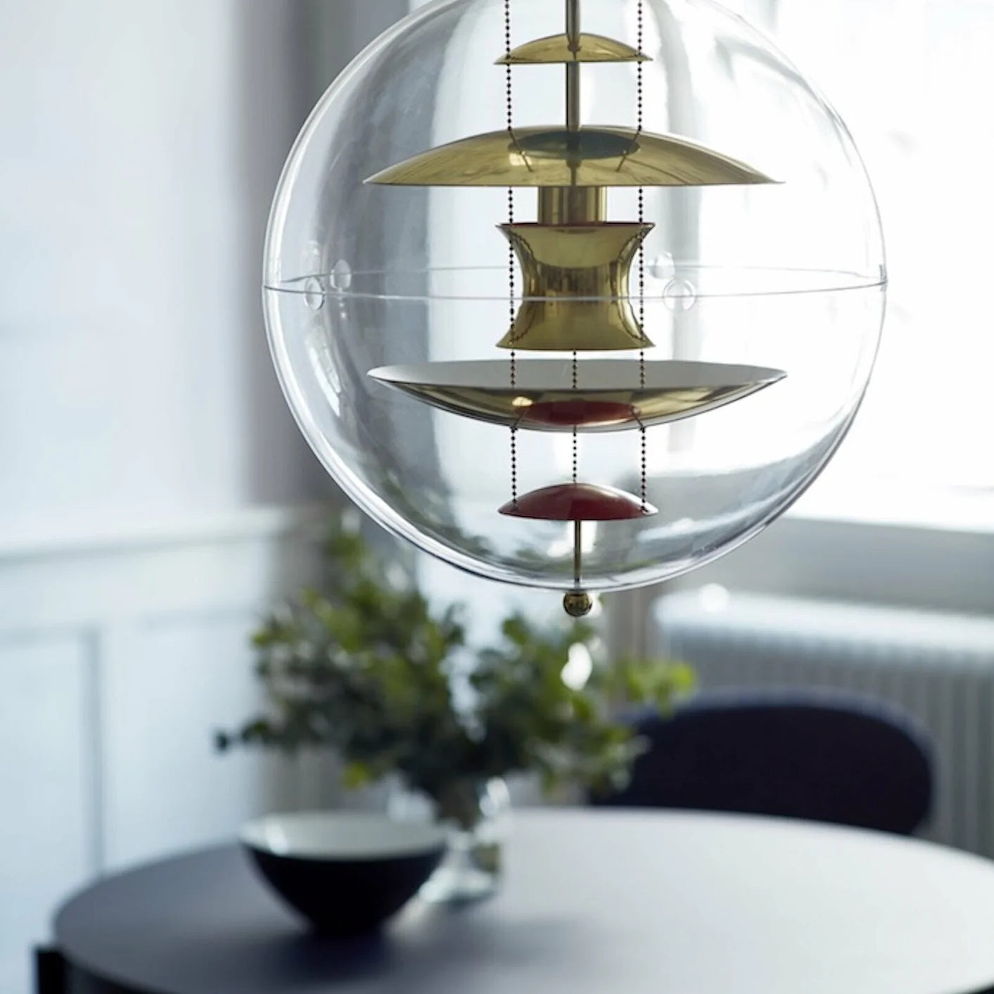 Orlaeen Individual Creativity Globe Metal Acrylic Pendant Lamp - Lamp Copper