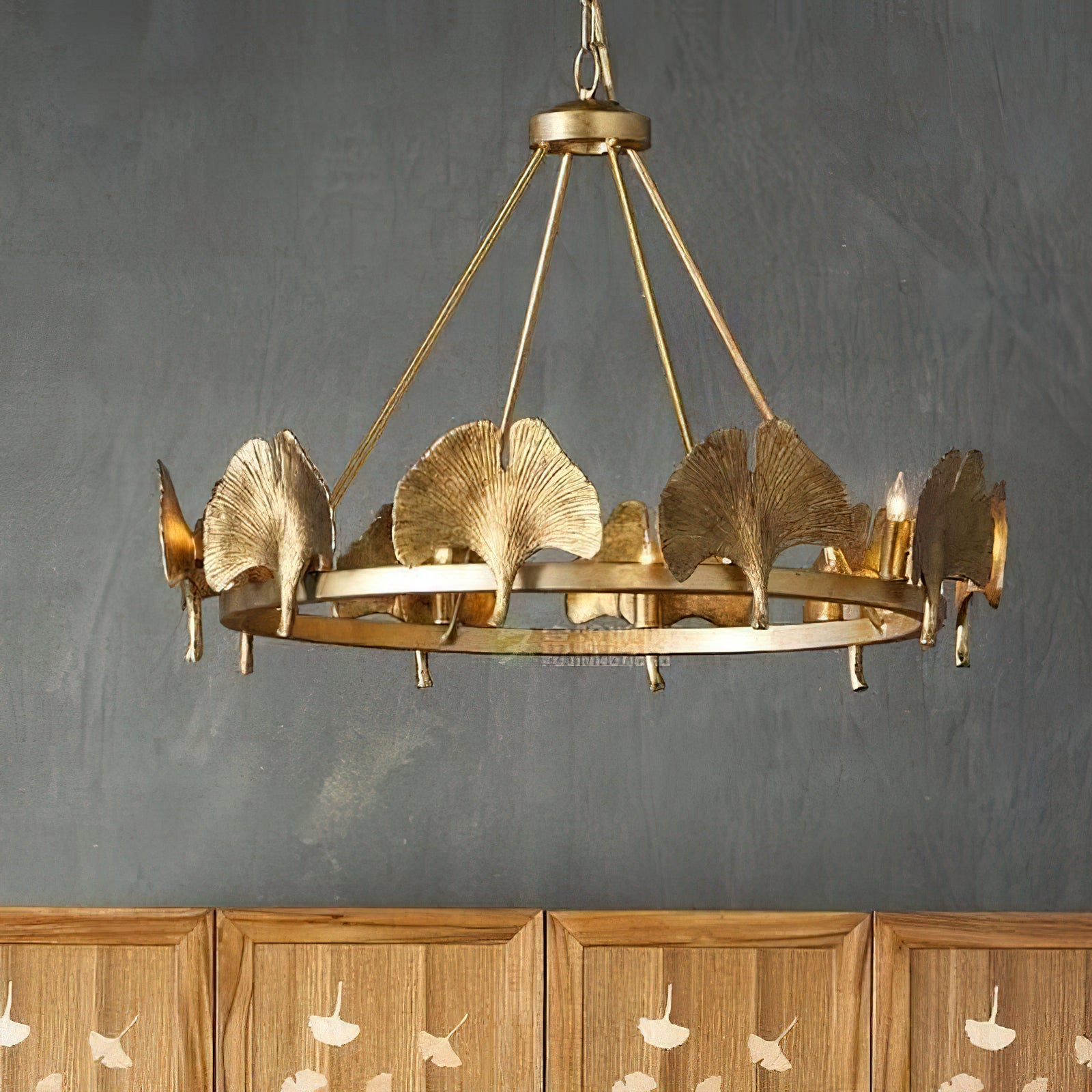 Cavinan Creativity Foil Ginkgo Leaf Gold Metal Chandelier - Lamp Copper