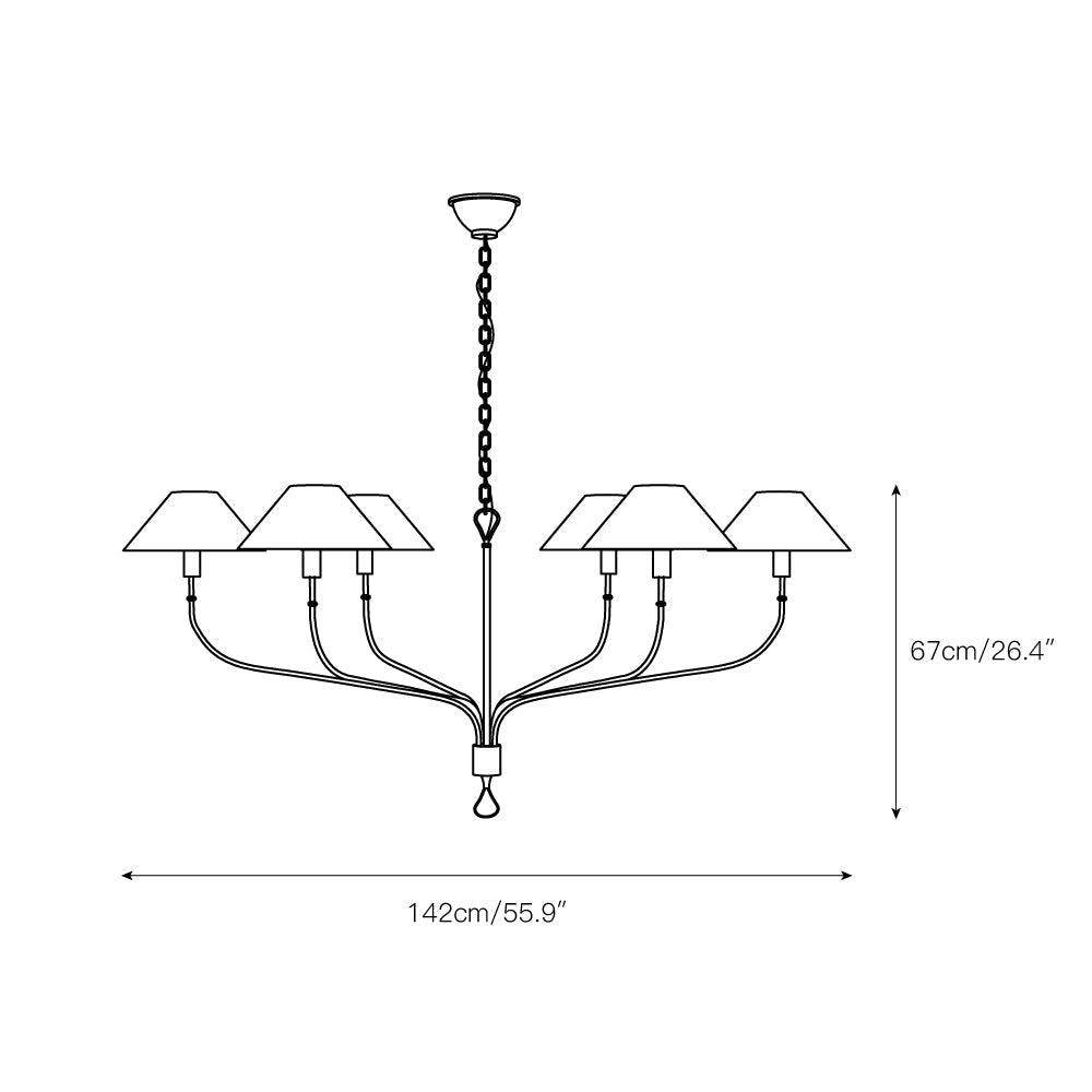 Ulshaaris Vintage Industrial Staggered Tail Brass Fabric Chandelier - Lamp Copper