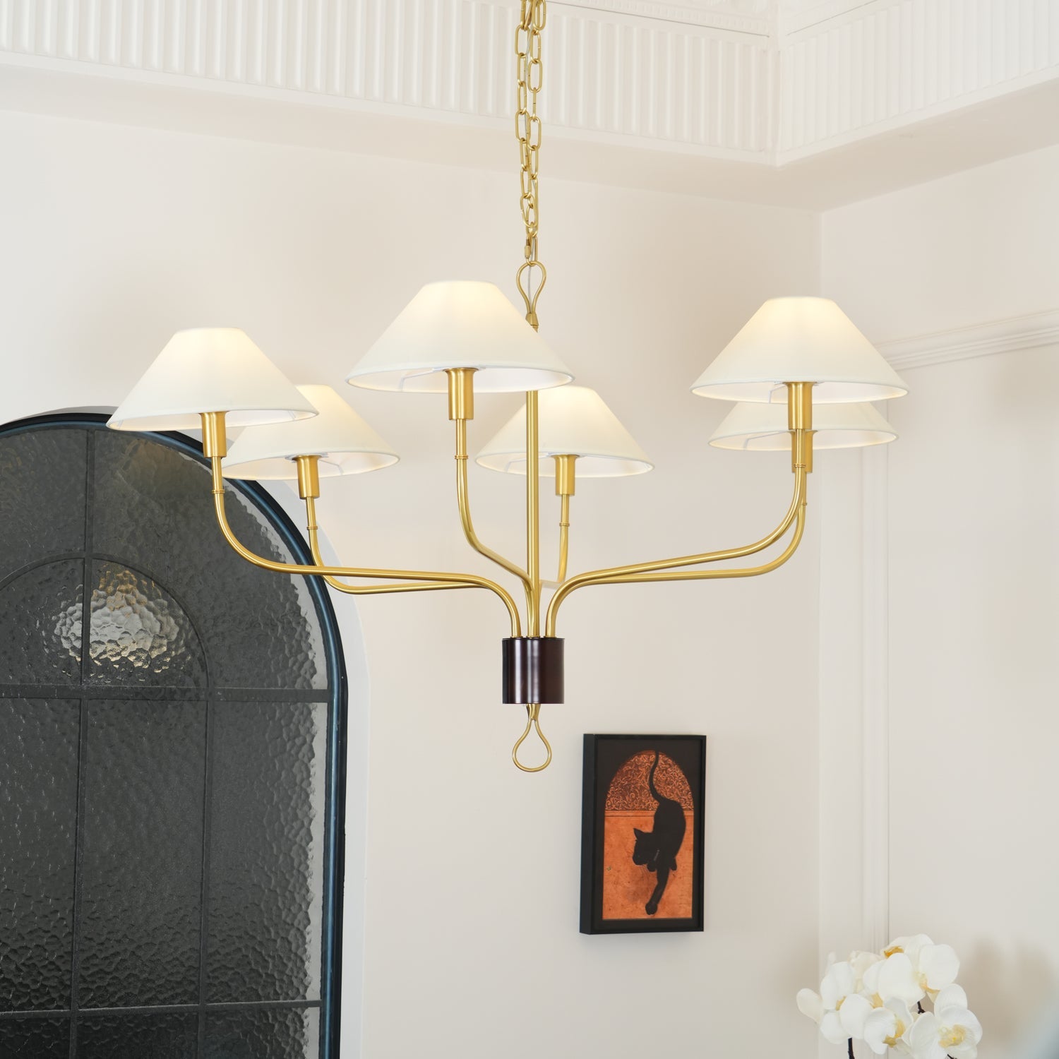 Ulshaaris Vintage Industrial Staggered Tail Brass Fabric Chandelier - Lamp Copper