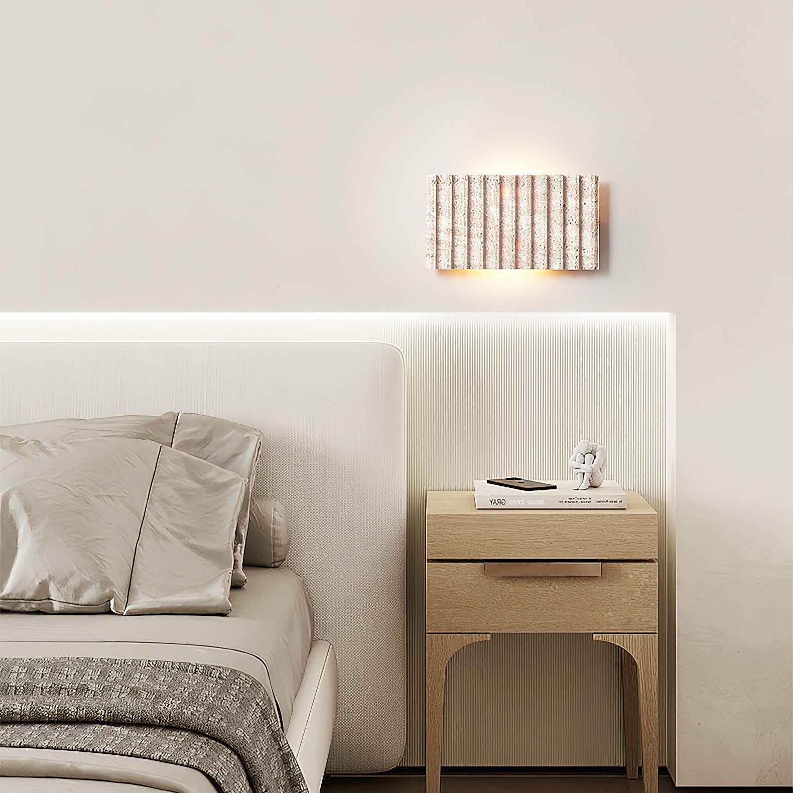 Othaus Modern Minimalist Beige Travertine Wall Lamp - Lamp Copper