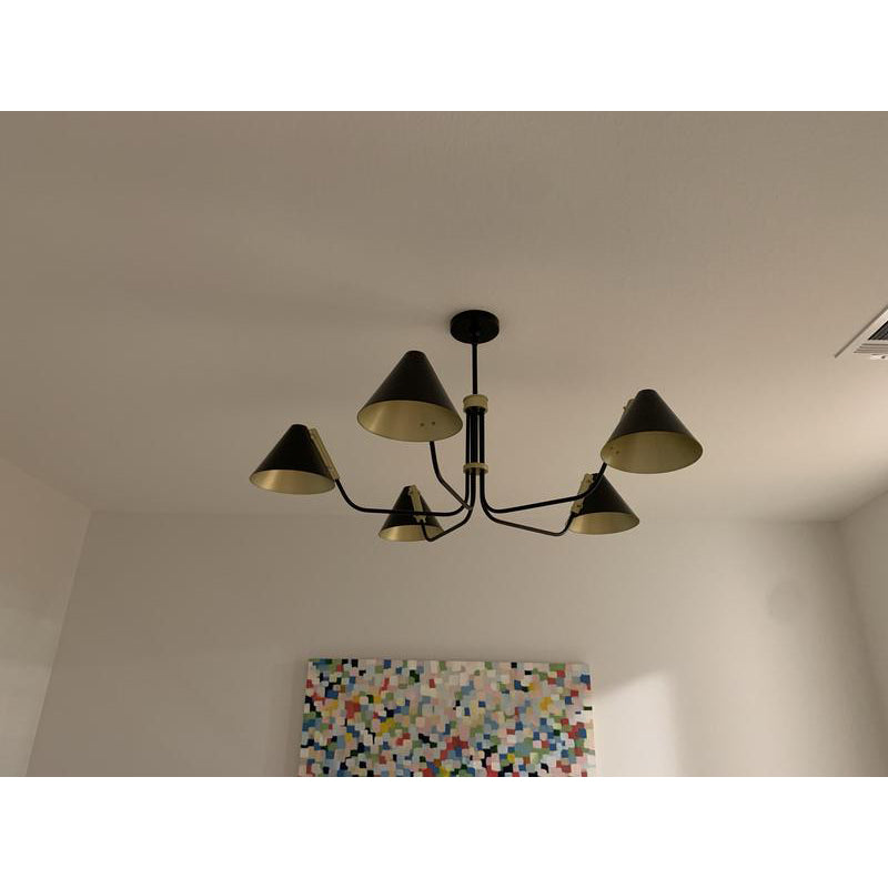 Cucarara Vintage Industrial Isle Black Metal Chandelier - Lamp Copper