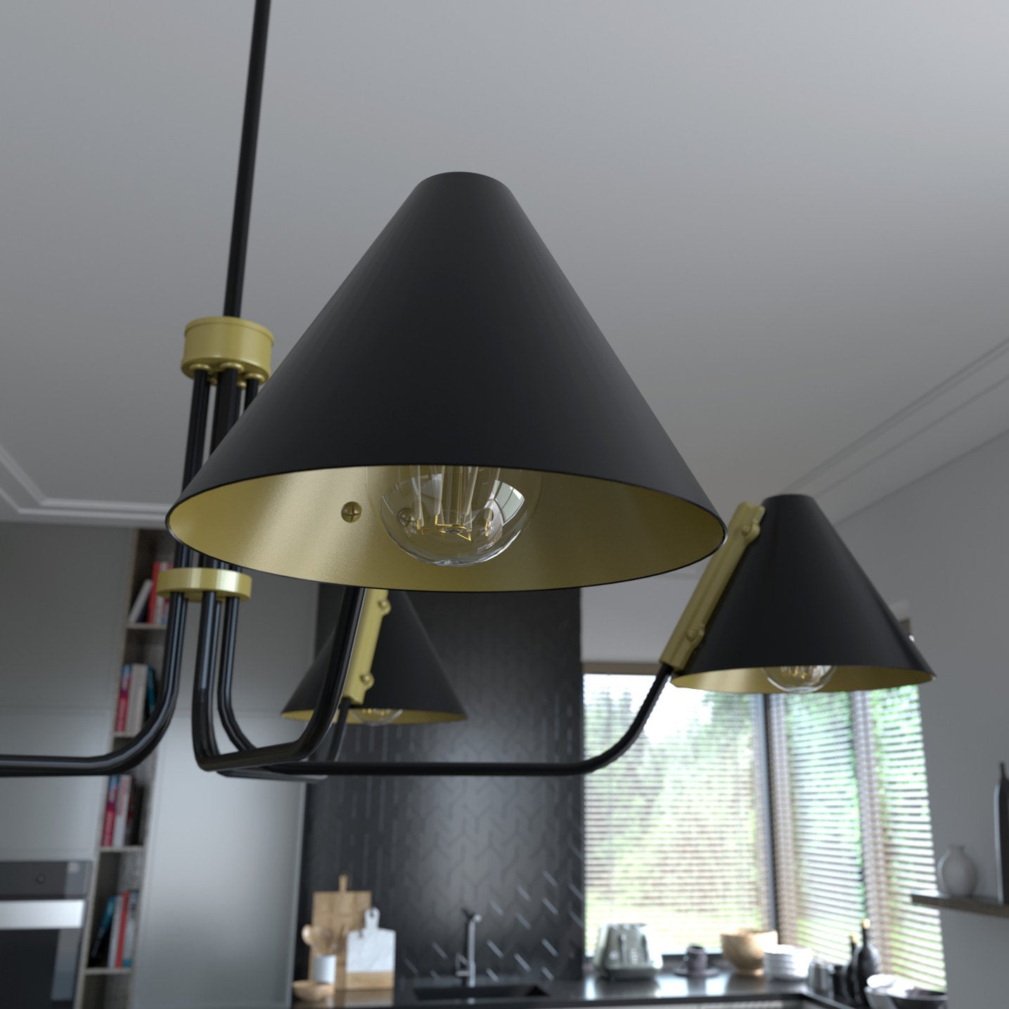 Cucarara Vintage Industrial Isle Black Metal Chandelier - Lamp Copper
