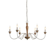 Illoros Vintage Industrial Candle Hand-carved Wood Chandelier - Lamp Copper