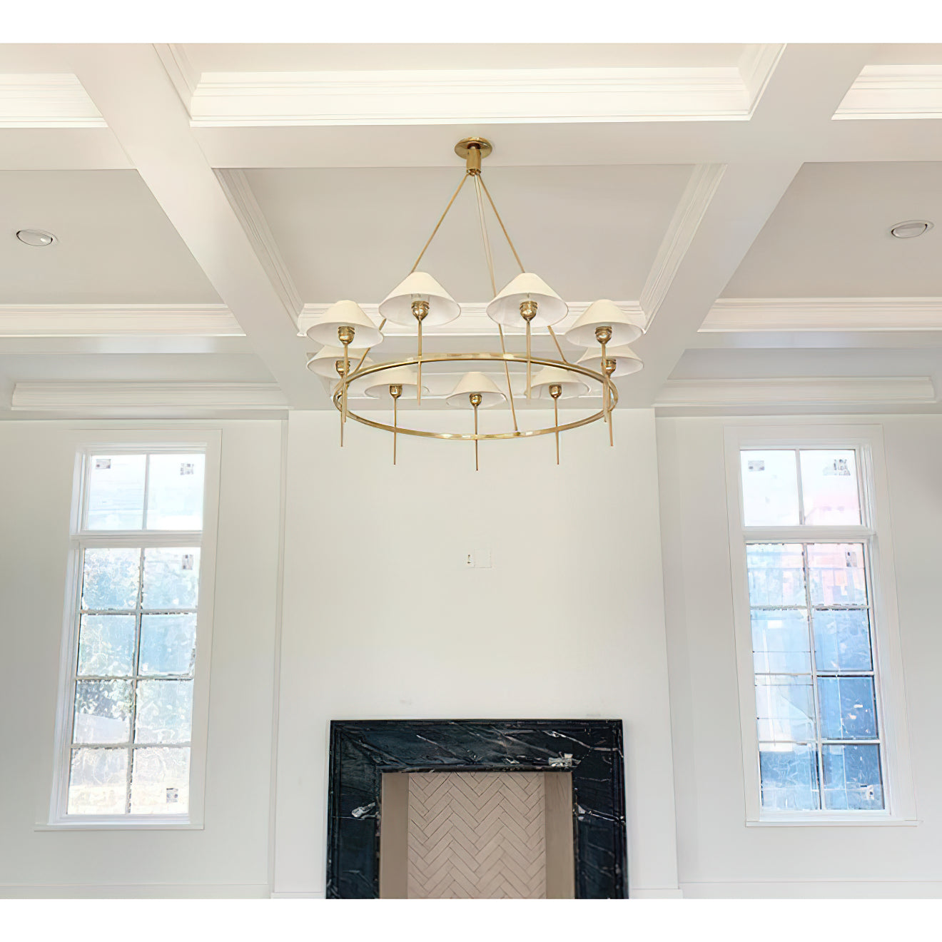 Hackney Vintage Industrial Large Brass Fabric Chandelier - Lamp Copper