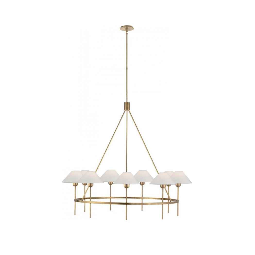 Hackney Vintage Industrial Large Brass Fabric Chandelier - Lamp Copper