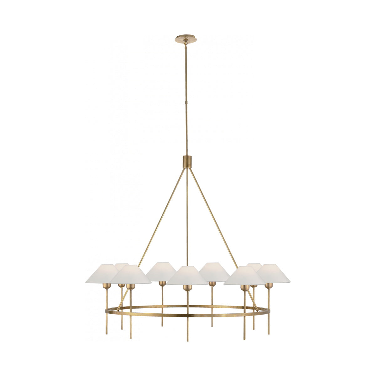 Hackney Vintage Industrial Large Brass Fabric Chandelier - Lamp Copper