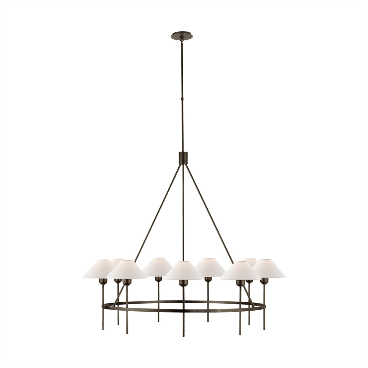 Hackney Vintage Industrial Large Brass Fabric Chandelier - Lamp Copper