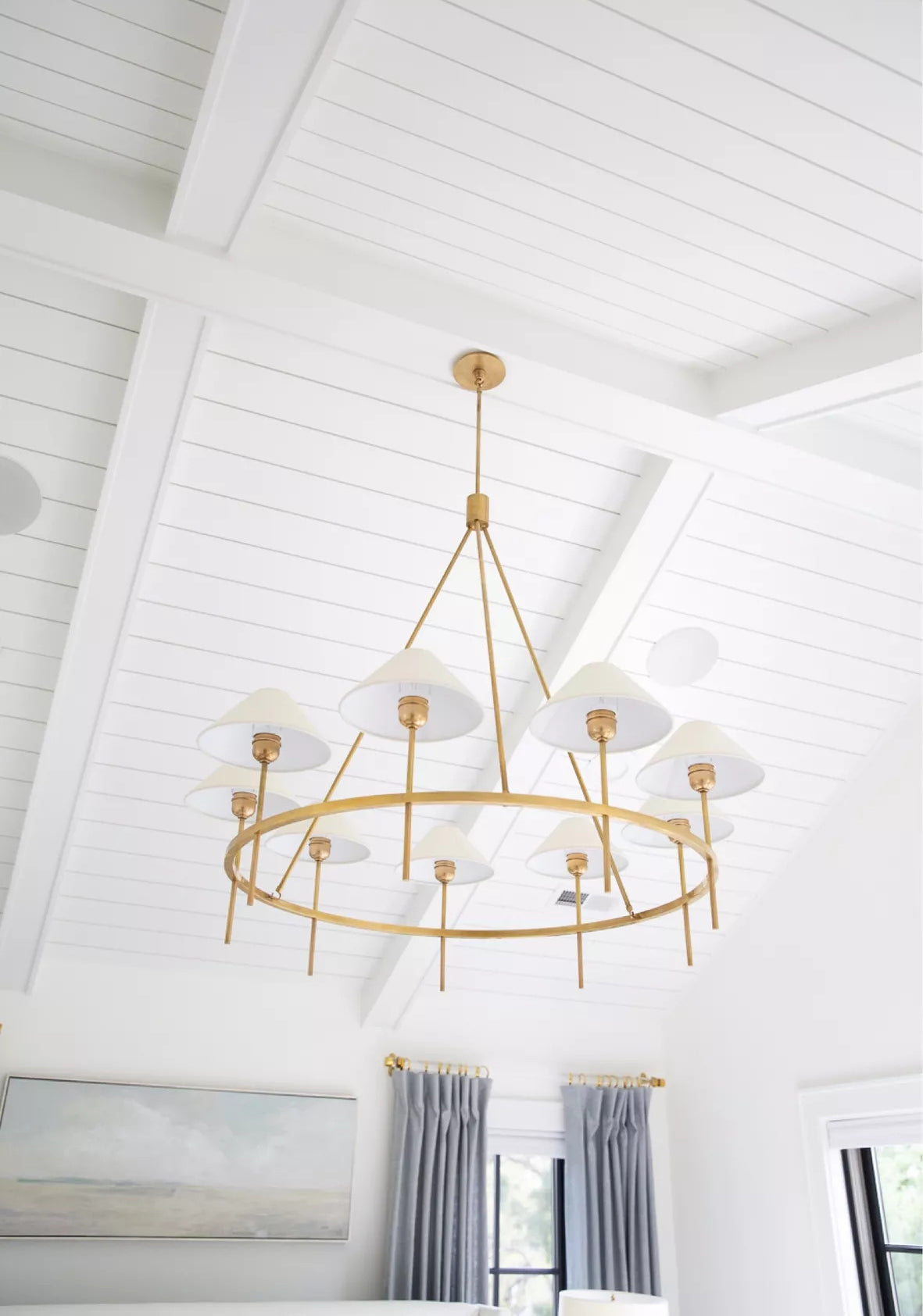 Hackney Vintage Industrial Large Brass Fabric Chandelier - Lamp Copper