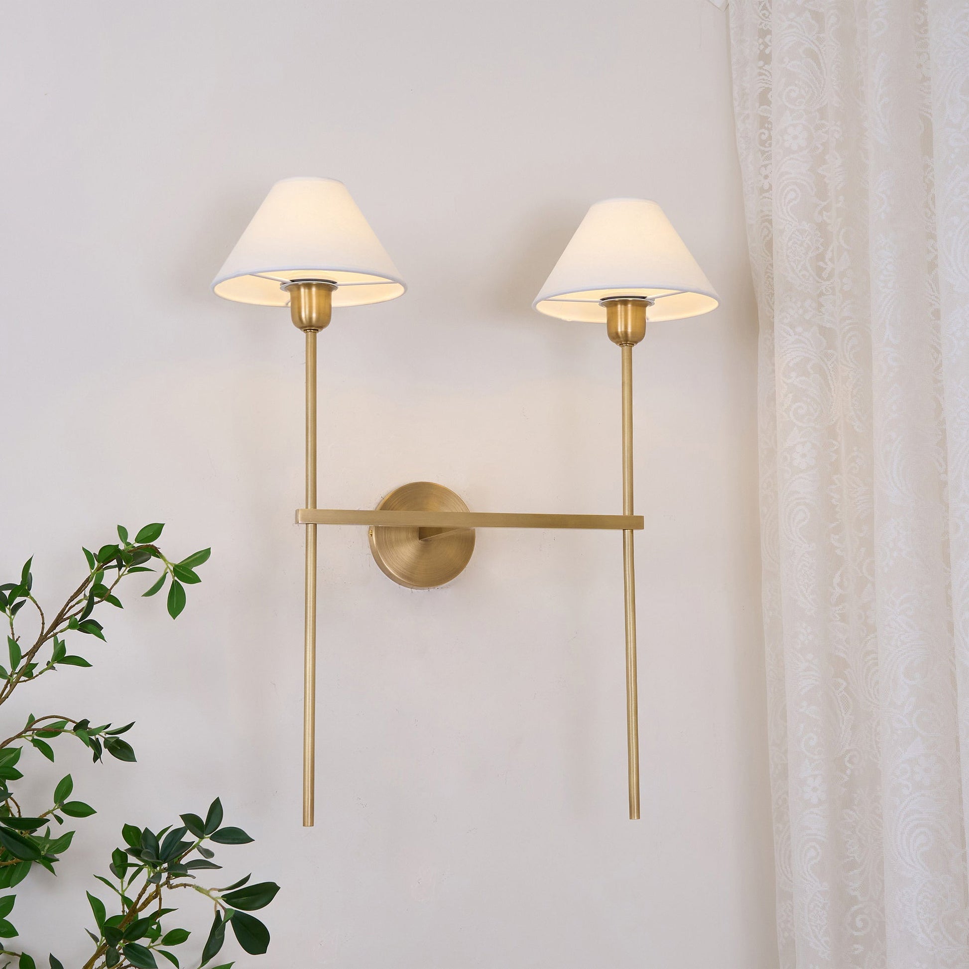 Zosilara Vintage Industrial Brass Fabric Sconce Wall Lamp - Lamp Copper