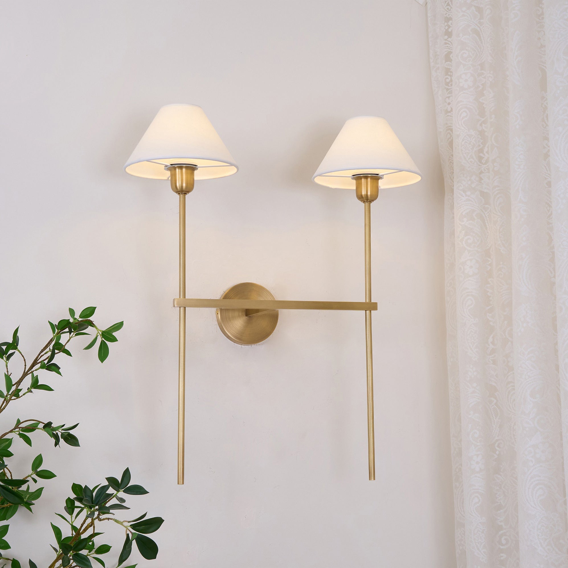 Zosilara Vintage Industrial Brass Fabric Sconce Wall Lamp - Lamp Copper