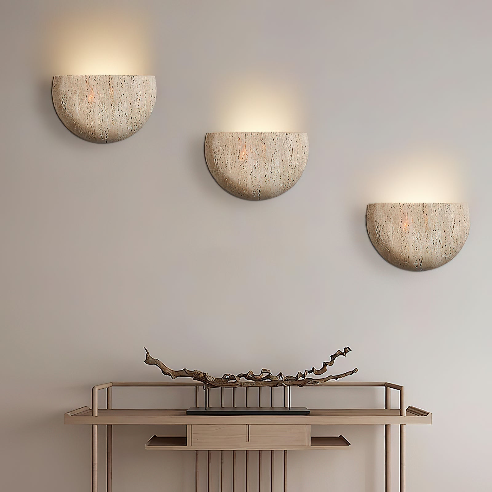 Cuvenarae Modern Minimalist Moon Travertine Wall Lamp - Lamp Copper