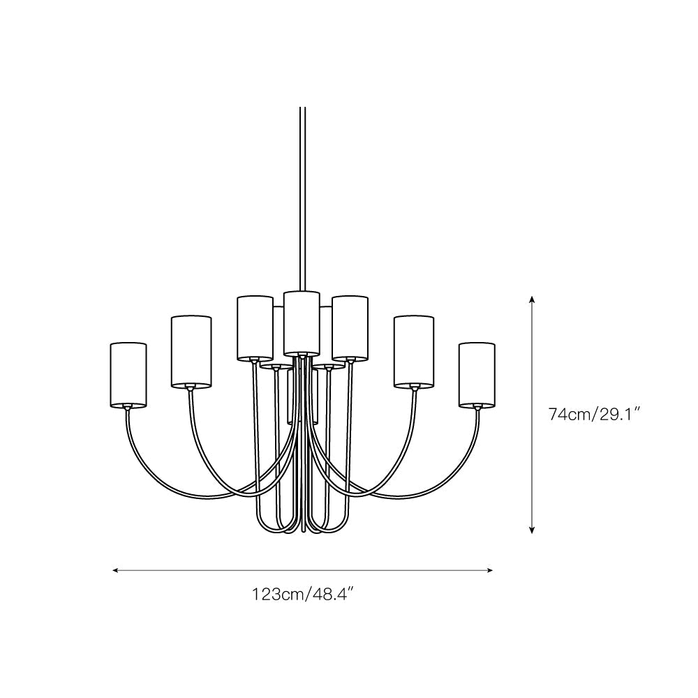 Asolira Vintage Industrial Black Fabric Chandelier - Lamp Copper