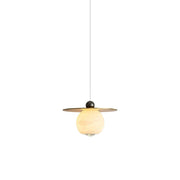 Alvarel Modern Minimalist Cord Brass Alabaster Pendant Light - Lamp Copper
