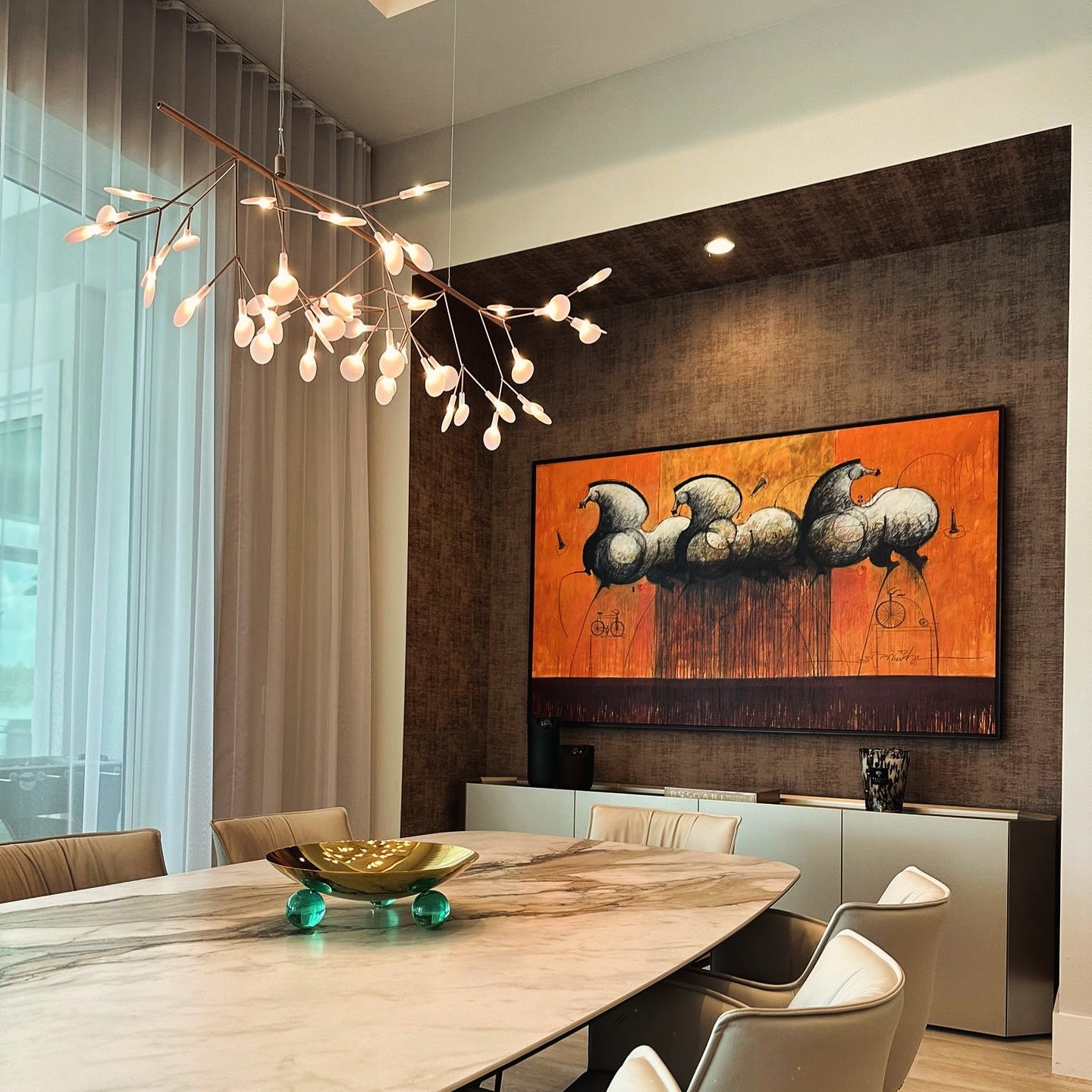 Allirus Postmodern Luxury Metal Acrylic Chandelier - Lamp Copper