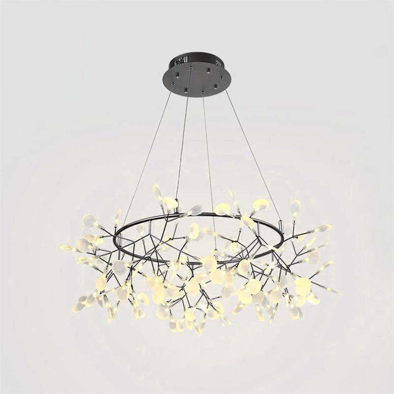 Arthearae Postmodern Luxury Round Metal Acrylic Chandelier - Lamp Copper