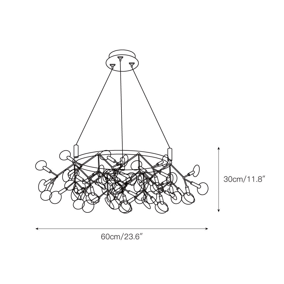 Arthearae Postmodern Luxury Round Metal Acrylic Chandelier - Lamp Copper