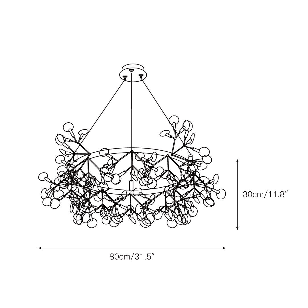 Arthearae Postmodern Luxury Round Metal Acrylic Chandelier - Lamp Copper