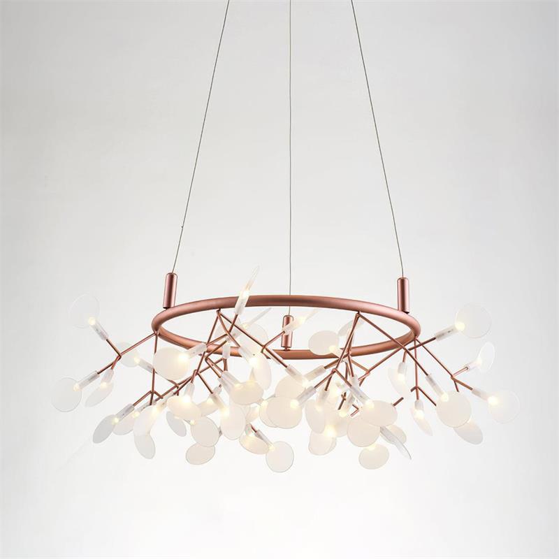Arthearae Postmodern Luxury Round Metal Acrylic Chandelier - Lamp Copper