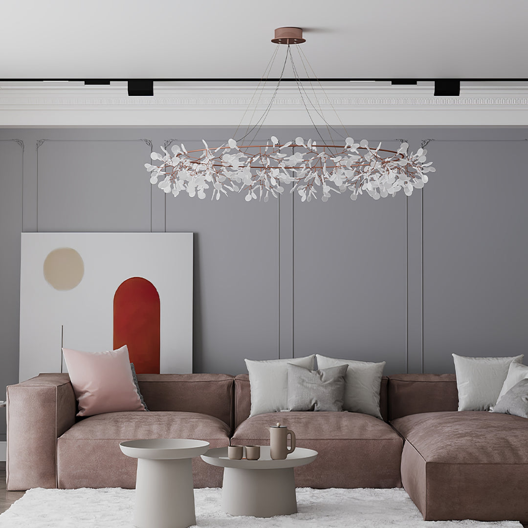 Arthearae Postmodern Luxury Round Metal Acrylic Chandelier - Lamp Copper
