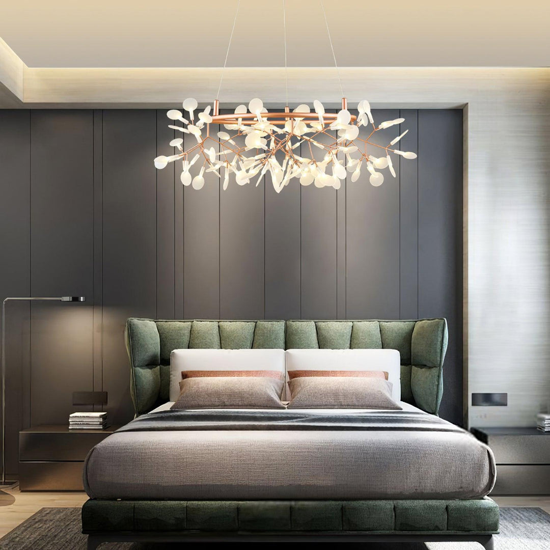 Arthearae Postmodern Luxury Round Metal Acrylic Chandelier - Lamp Copper