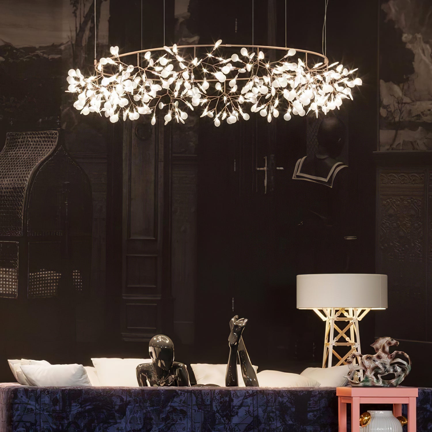 Arthearae Postmodern Luxury Round Metal Acrylic Chandelier - Lamp Copper