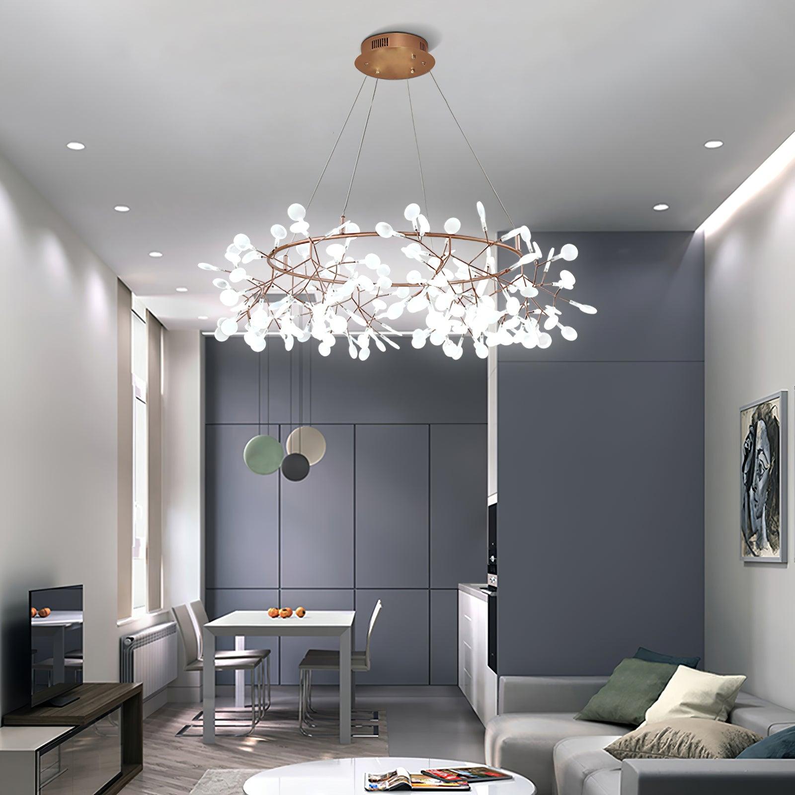 Arthearae Postmodern Luxury Round Metal Acrylic Chandelier - Lamp Copper