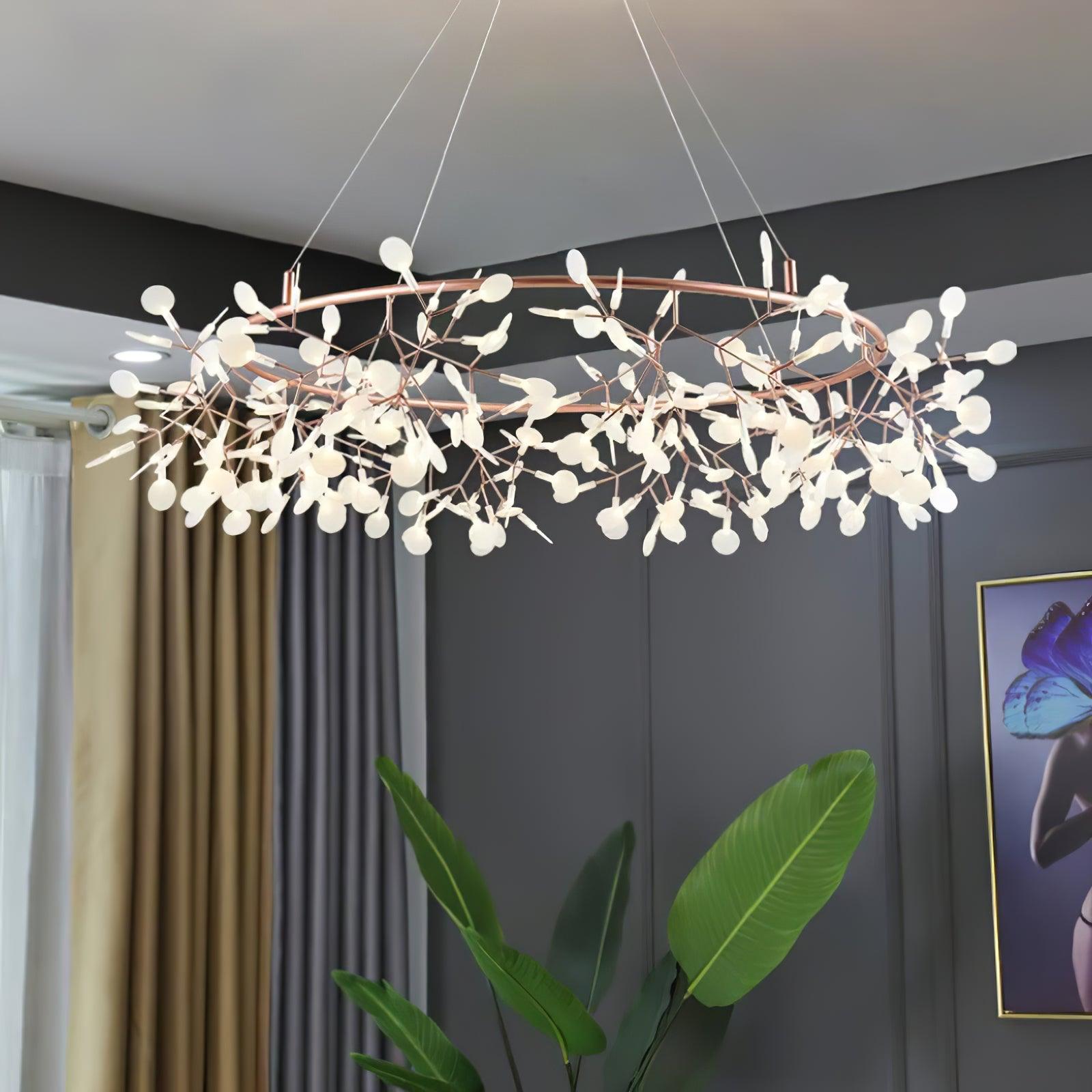 Arthearae Postmodern Luxury Round Metal Acrylic Chandelier - Lamp Copper
