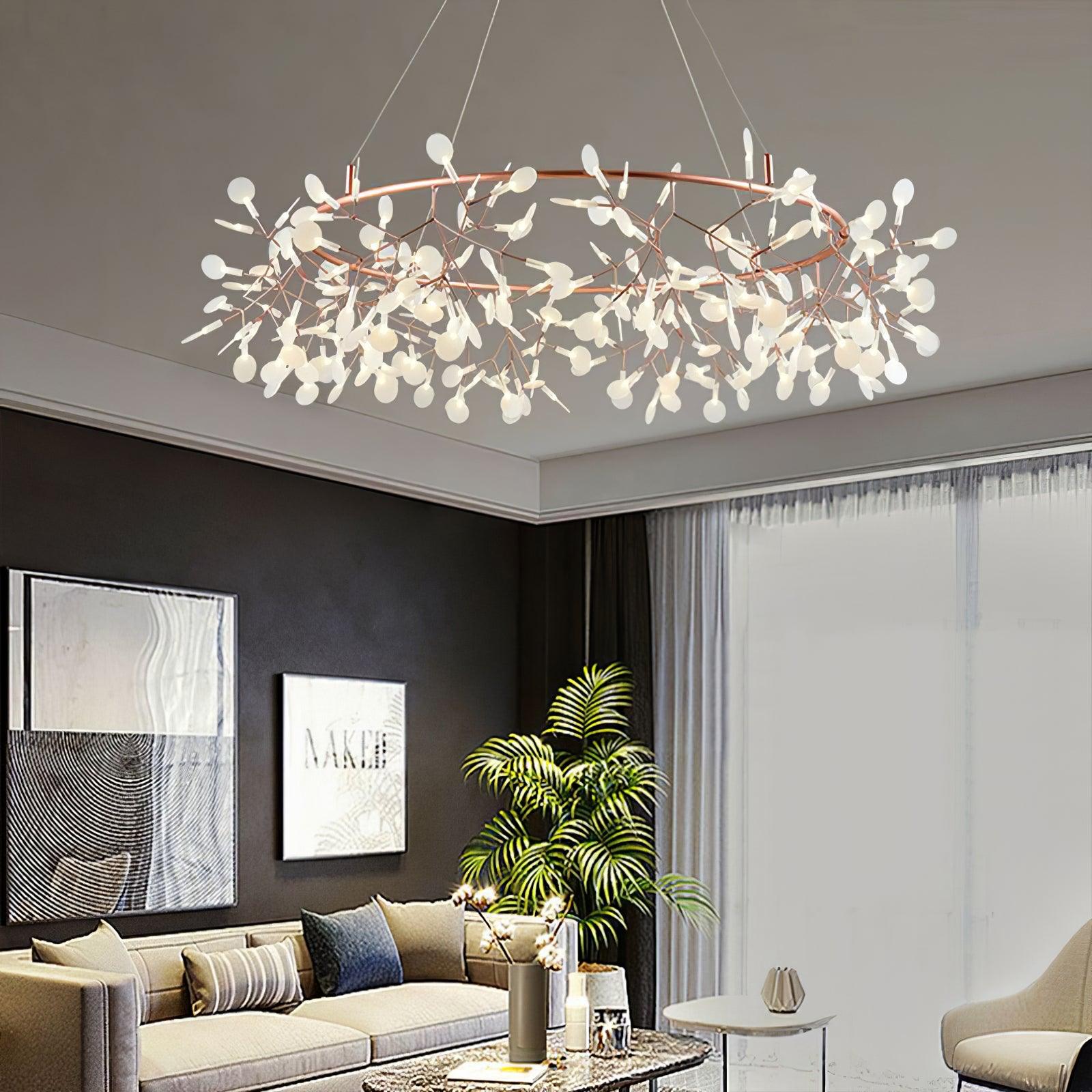 Arthearae Postmodern Luxury Round Metal Acrylic Chandelier - Lamp Copper