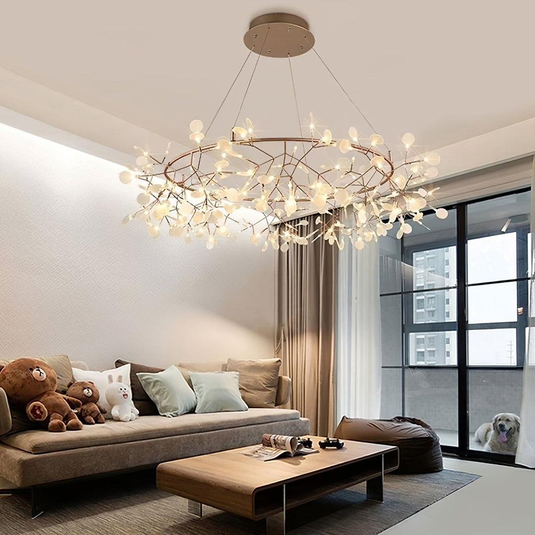 Arthearae Postmodern Luxury Round Metal Acrylic Chandelier - Lamp Copper