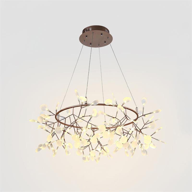 Arthearae Postmodern Luxury Round Metal Acrylic Chandelier - Lamp Copper