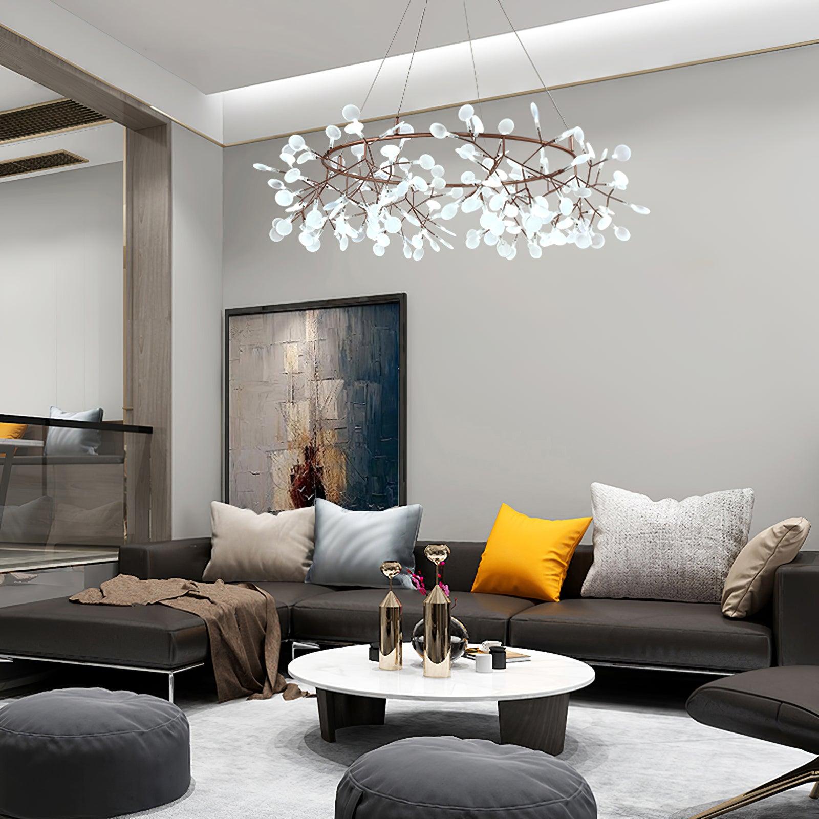 Arthearae Postmodern Luxury Round Metal Acrylic Chandelier - Lamp Copper