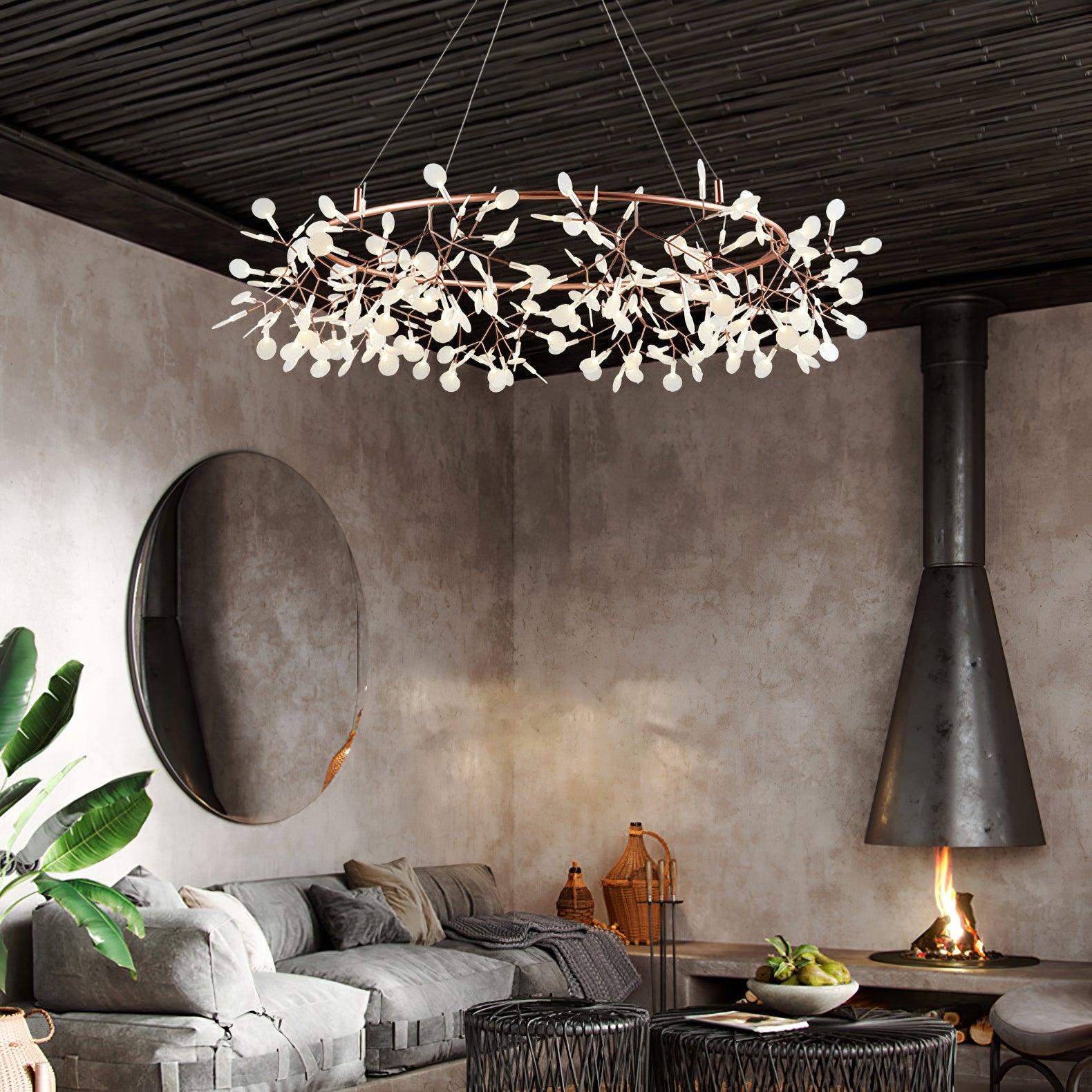 Arthearae Postmodern Luxury Round Metal Acrylic Chandelier - Lamp Copper