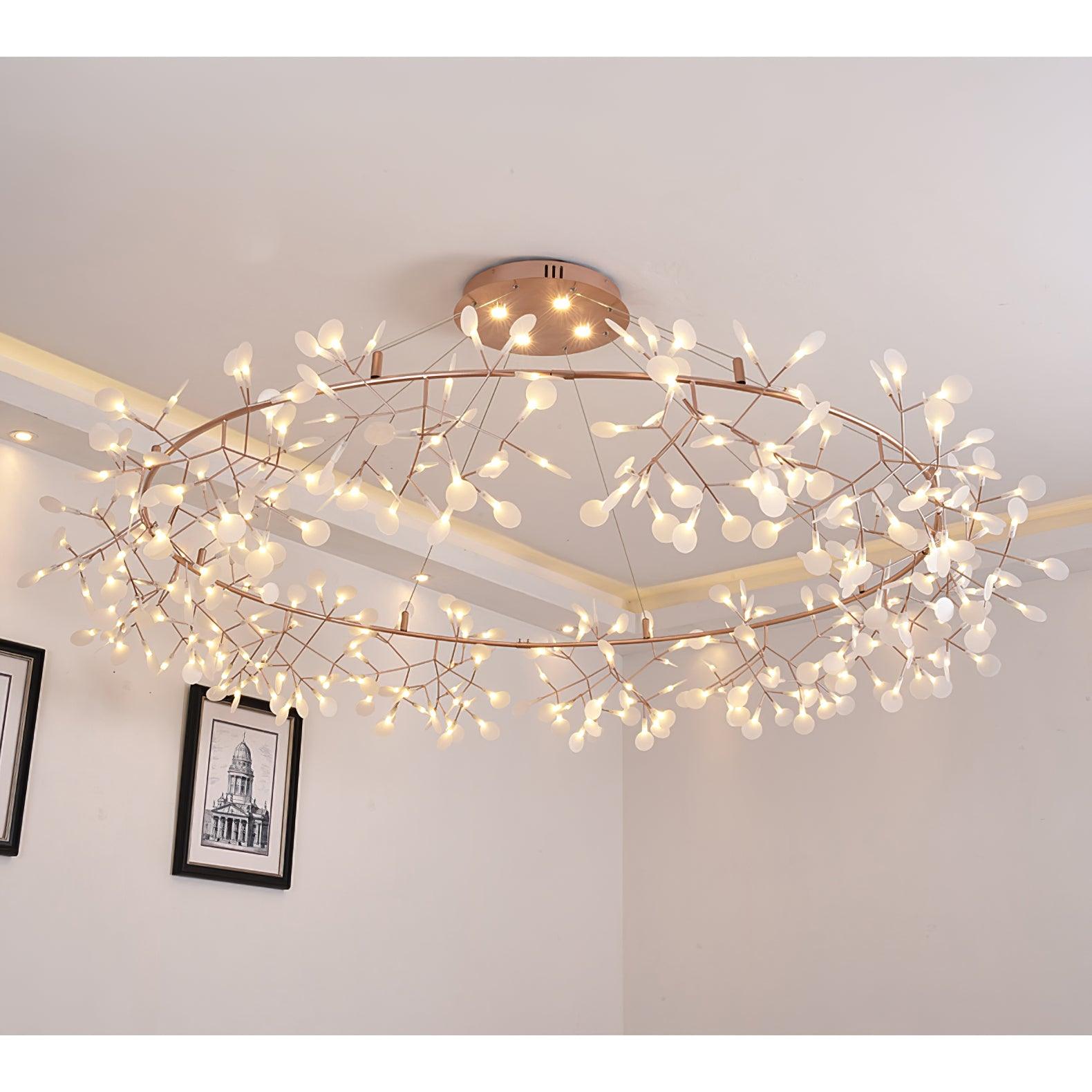Arthearae Postmodern Luxury Round Metal Acrylic Chandelier - Lamp Copper