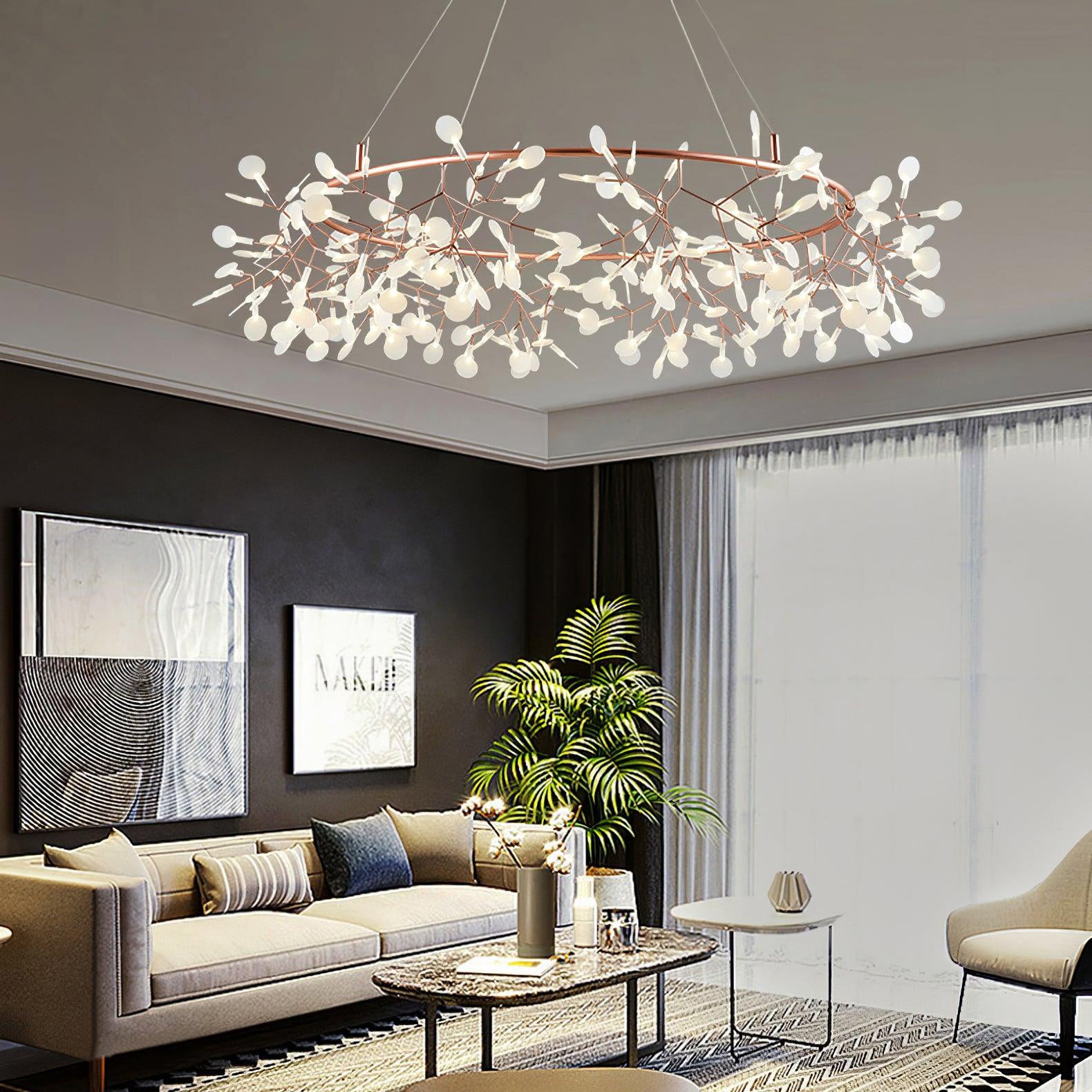 Arthearae Postmodern Luxury Round Metal Acrylic Chandelier - Lamp Copper