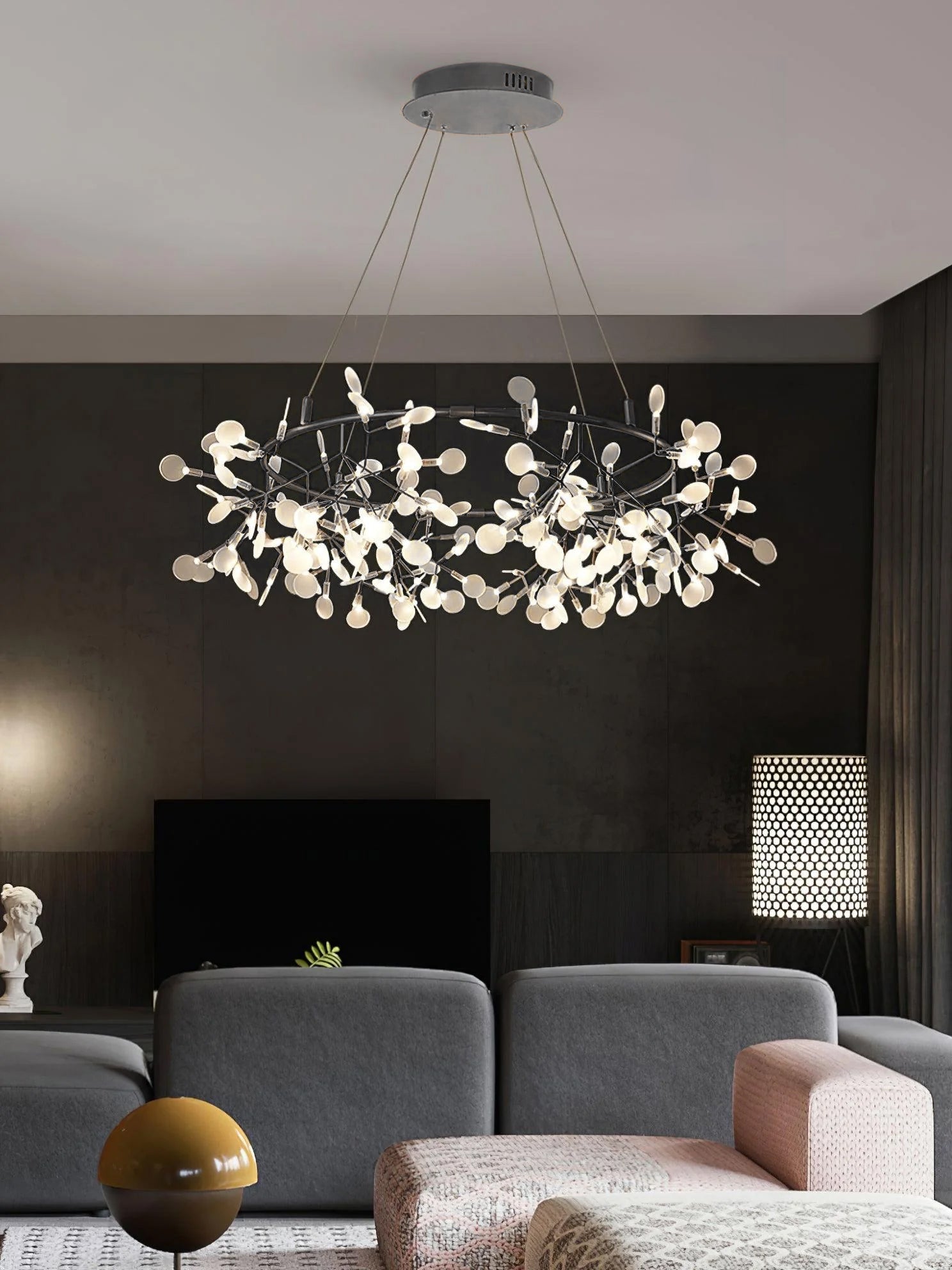 Arthearae Postmodern Luxury Round Metal Acrylic Chandelier - Lamp Copper
