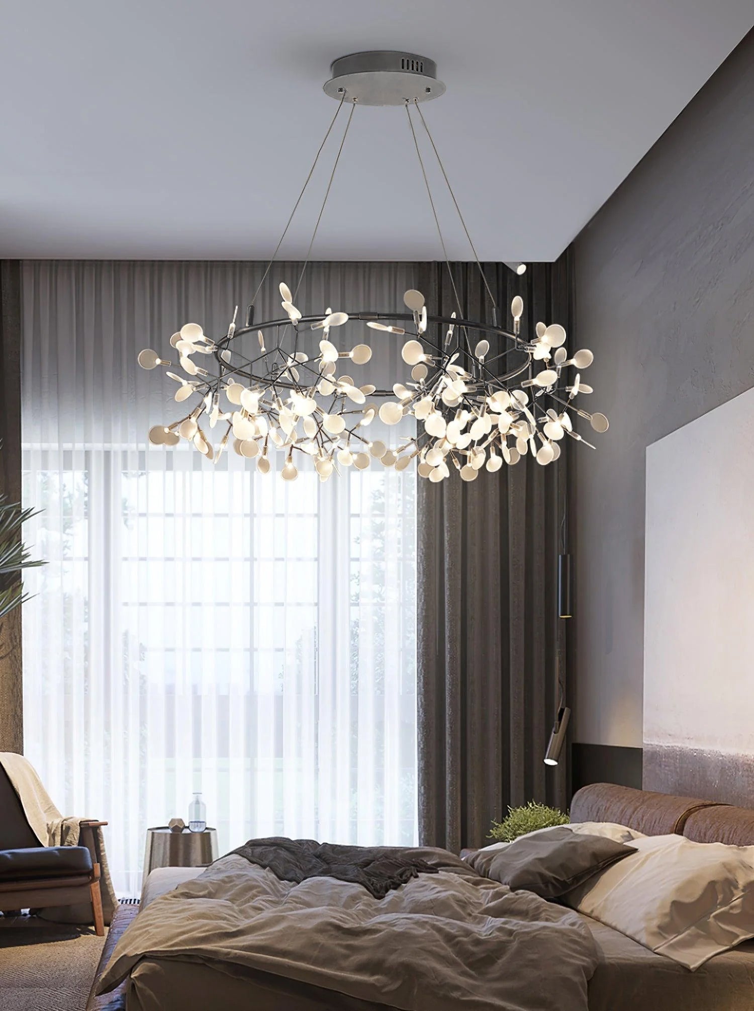 Arthearae Postmodern Luxury Round Metal Acrylic Chandelier - Lamp Copper