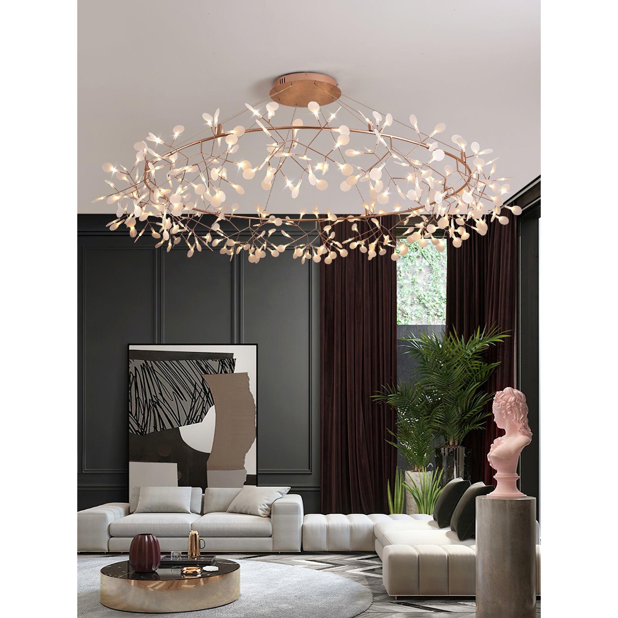 Arthearae Postmodern Luxury Round Metal Acrylic Chandelier - Lamp Copper