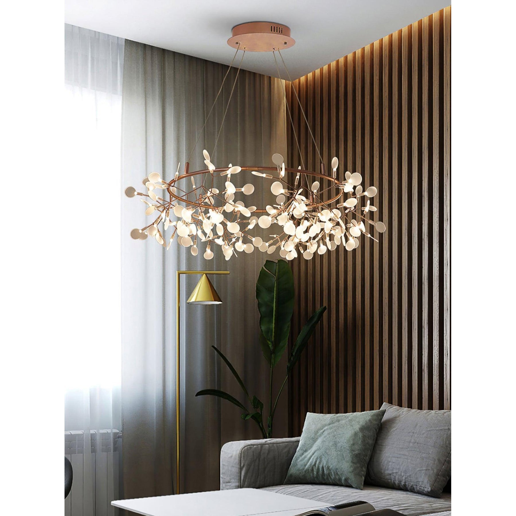 Arthearae Postmodern Luxury Round Metal Acrylic Chandelier - Lamp Copper