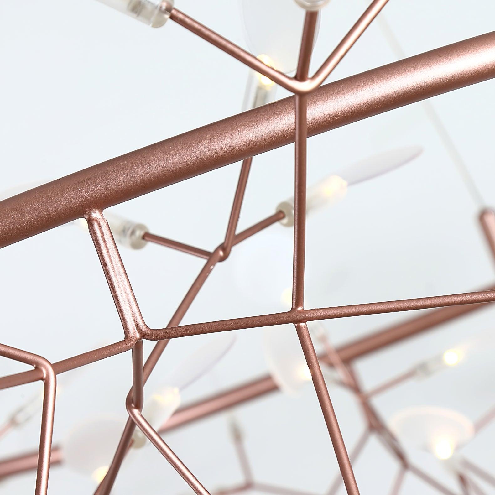Arthearae Postmodern Luxury Round Metal Acrylic Chandelier - Lamp Copper