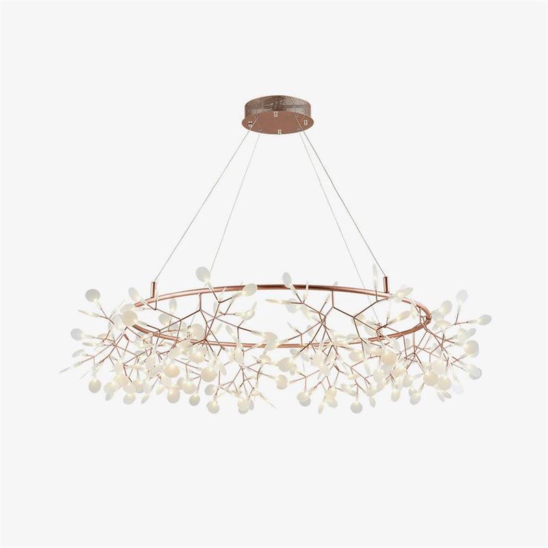 Arthearae Postmodern Luxury Round Metal Acrylic Chandelier - Lamp Copper
