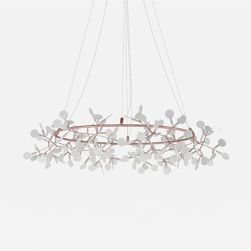 Arthearae Postmodern Luxury Round Metal Acrylic Chandelier - Lamp Copper