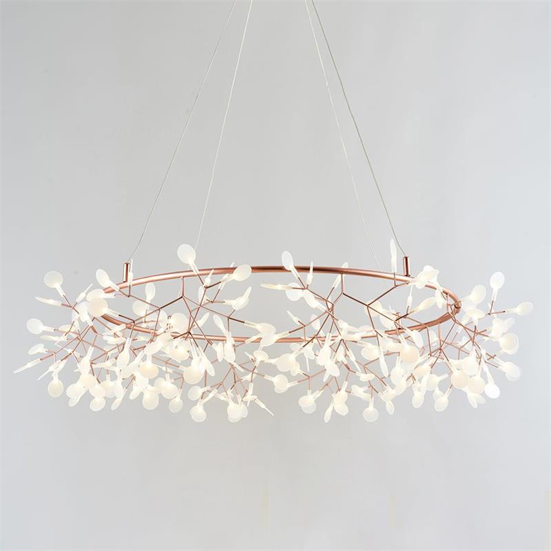 Arthearae Postmodern Luxury Round Metal Acrylic Chandelier - Lamp Copper