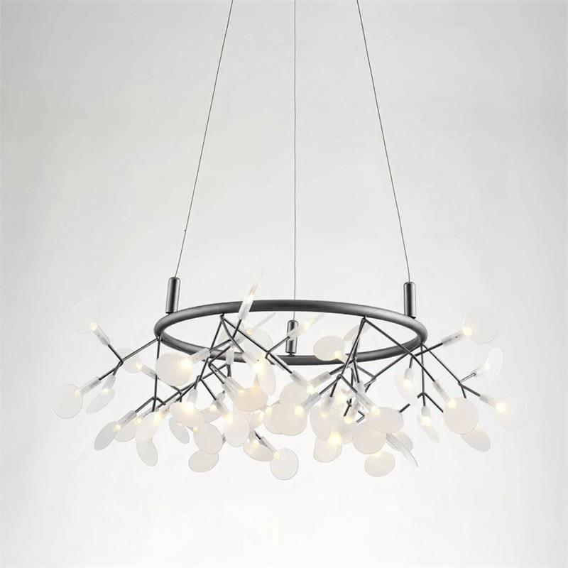 Arthearae Postmodern Luxury Round Metal Acrylic Chandelier - Lamp Copper