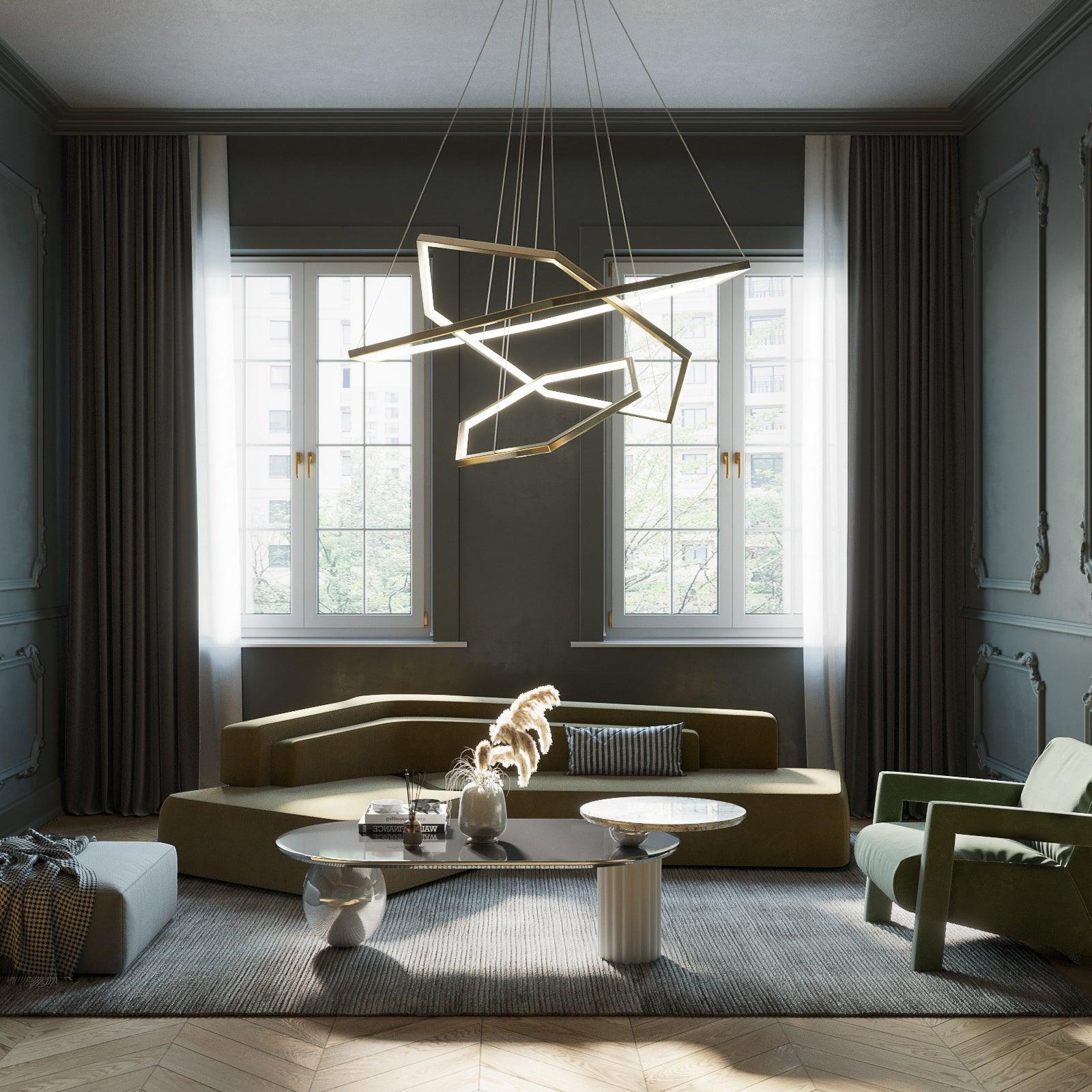 Ilira Modern Minimalist Metal Acrylic Chandelier - Lamp Copper