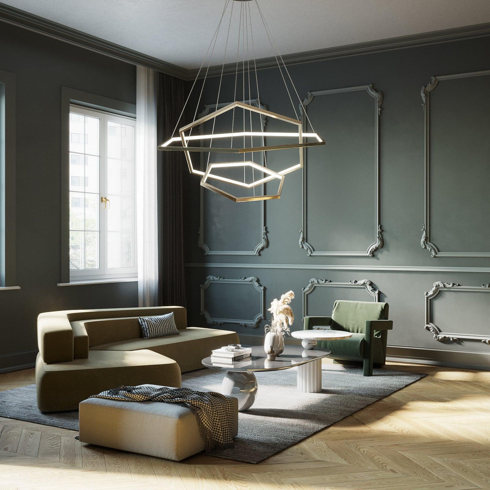 Ilira Modern Minimalist Metal Acrylic Chandelier - Lamp Copper