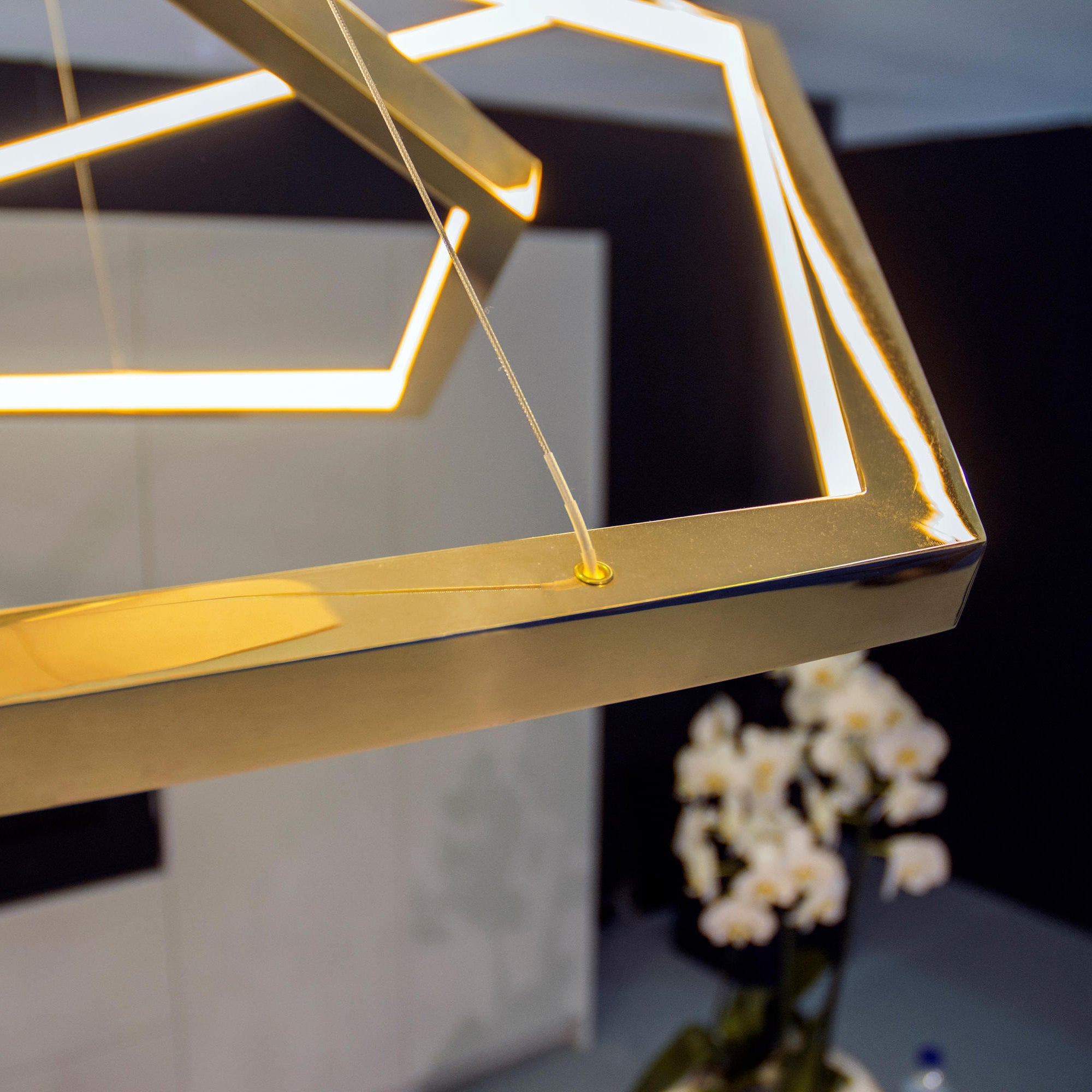 Ilira Modern Minimalist Metal Acrylic Chandelier - Lamp Copper