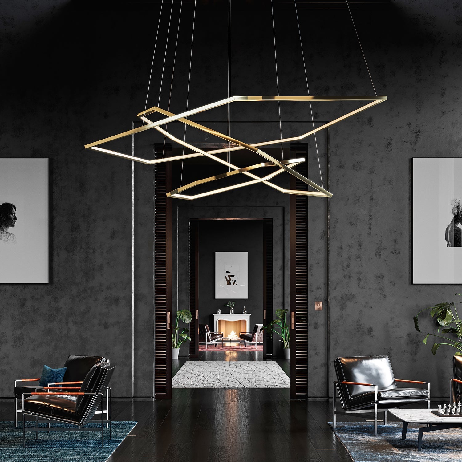 Ilira Modern Minimalist Metal Acrylic Chandelier - Lamp Copper