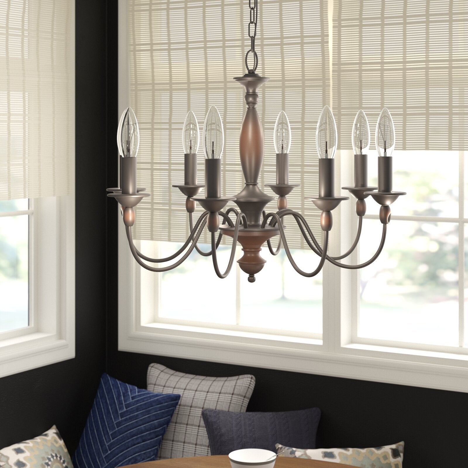 Cutheus Vintage Industrial Wooden Metal Chandelier - Lamp Copper